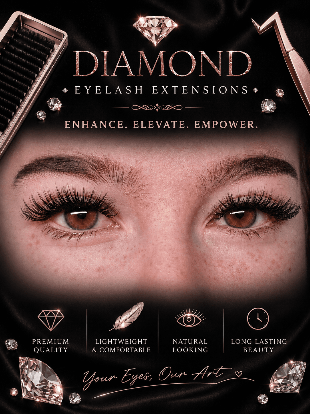 Diamond Eyelash Extensions Melbourne — luxury lash salon offering classic, hybrid, volume and wispy eyelash extensions